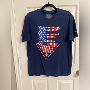 ❤️ 3 for $25 ❤️ Columbia PFG Logo Fishing Shirt USA Themed T-Shirt Navy Large